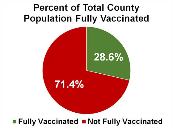 Pie chart of Percent of Total County Population Fully Vaccinated