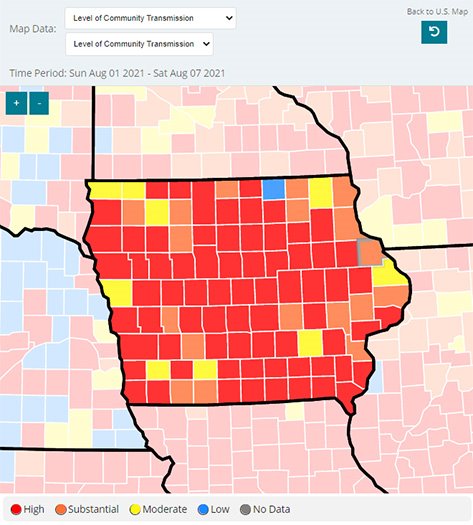 Level of Community Transmission in Dubuque County Graphic