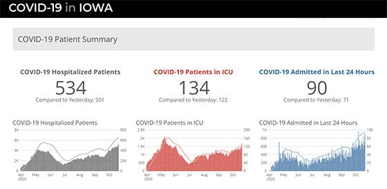 Graphs from the IDPH COVID-19 Patient Summary Dashboard
