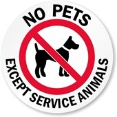 No Pets Except Service Animals