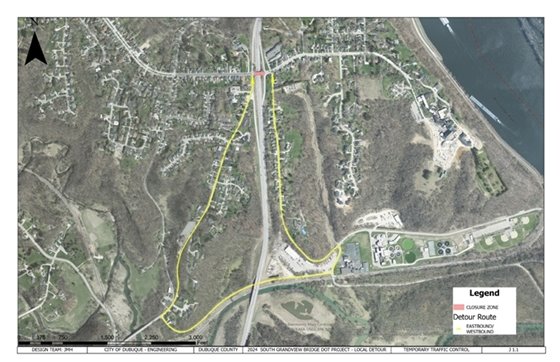 South Grandview Bridge Closure Local Detour Map