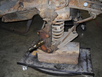 Suspension after wheel removal.