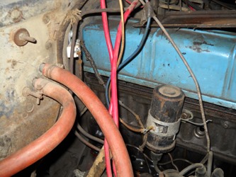 Inside the engine compartment.