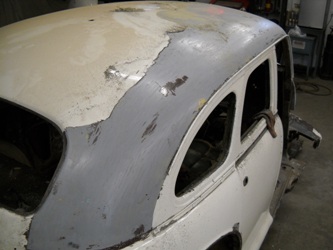 Paint removal showed body work that needed to be done.