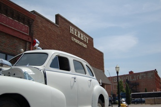 The '48 being dropped off at Herbst Upholstery.