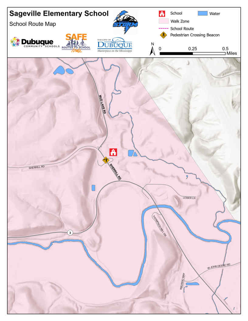 Sageville School Route Map