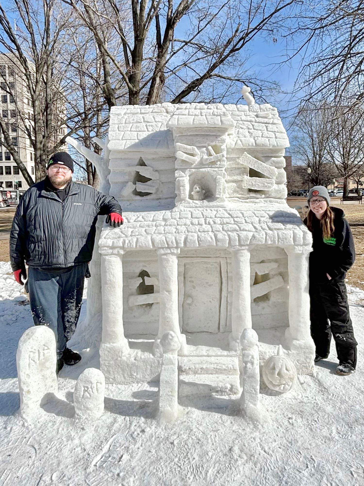 Haunted House Snow Sculpture
