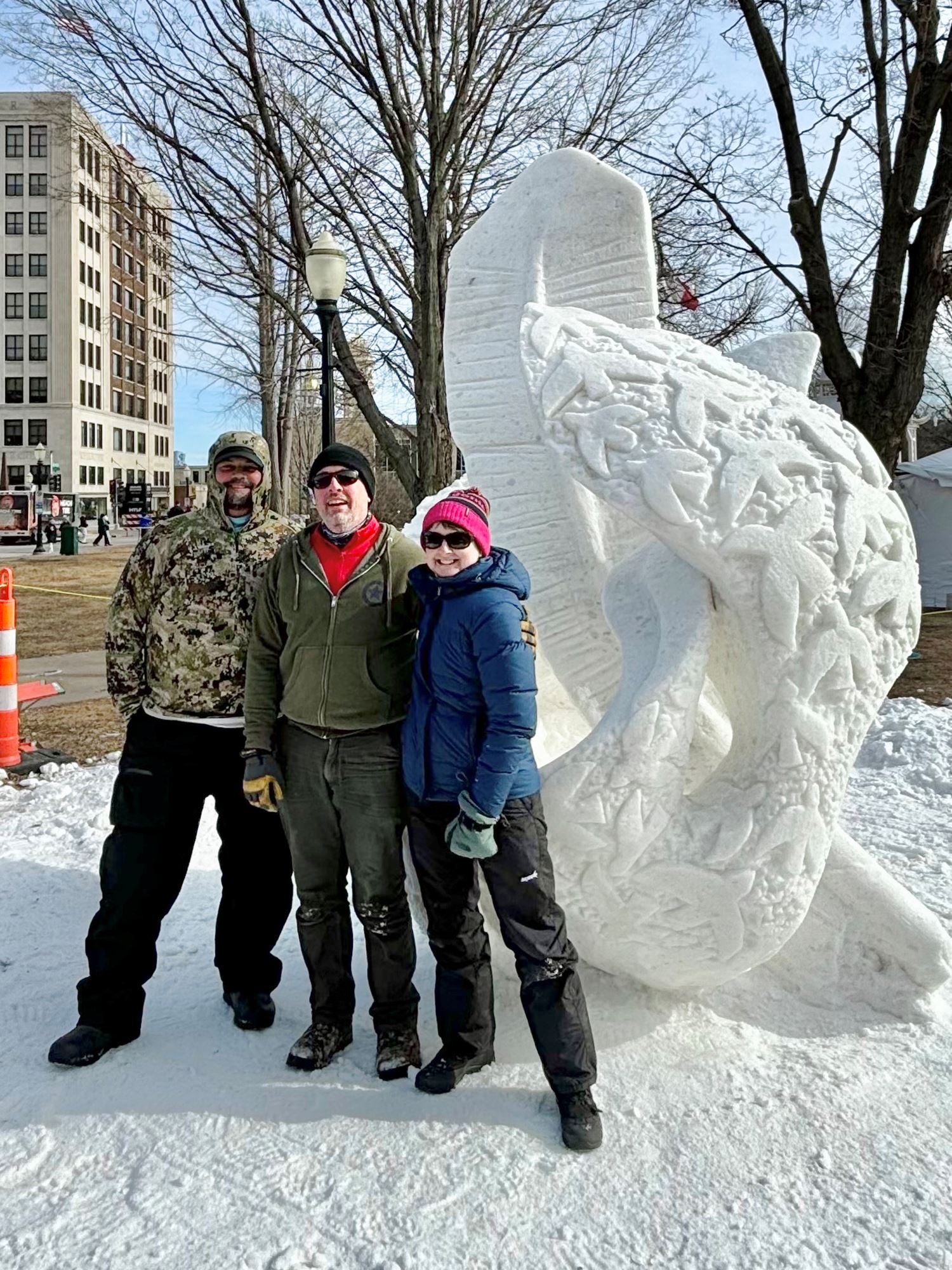 Feather and Birds Snow Sculpture
