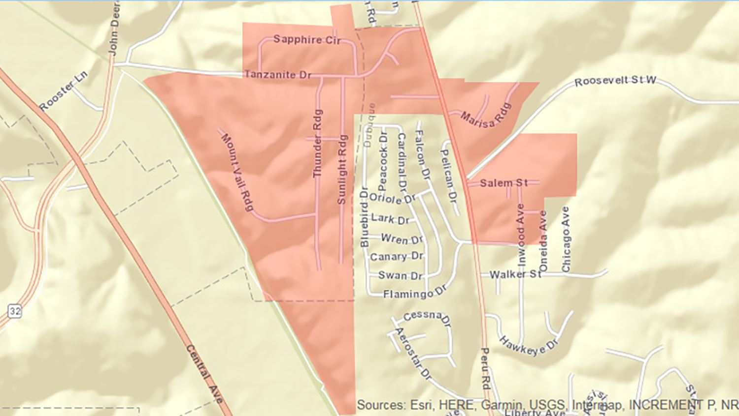 Peru Road Water Disruption Area Map